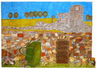 Allison Doherty:  GREEN WHEELBARROW NEAR THE RUINS